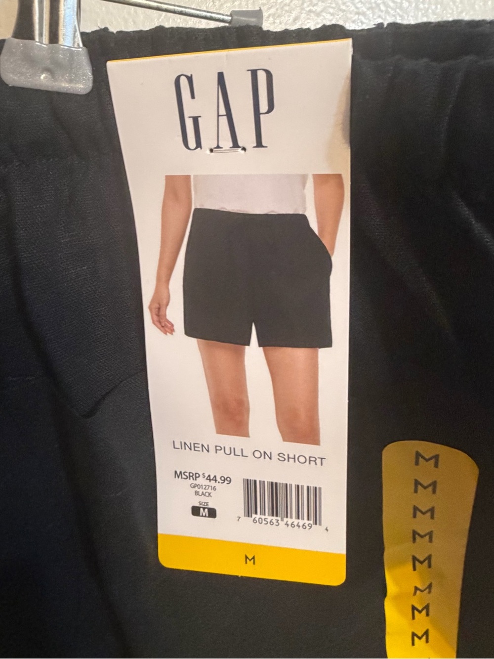 GAP Black Linen High-Waist Pull-On Shorts